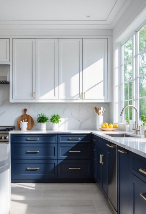 two-toned transitional kitchen