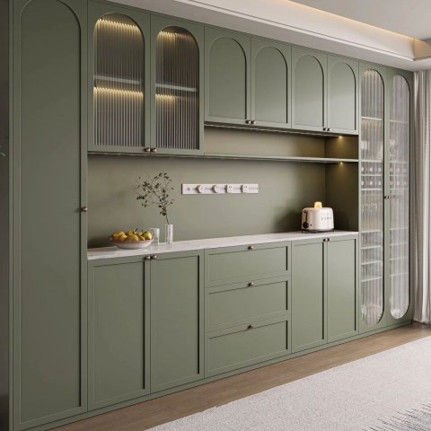 modern organic kitchen storage wall
