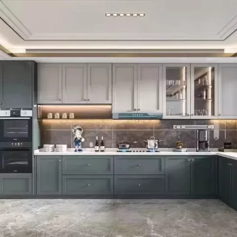 contemporary two-toned kitchen
