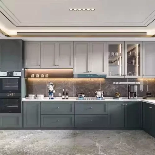 contemporary two-toned kitchen
